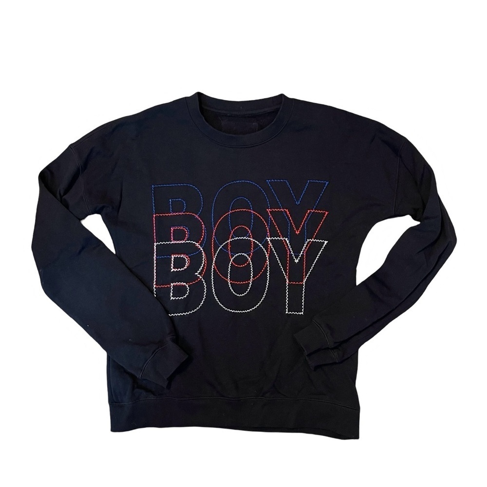 Boy London 3D spellout with loose rainbow color embroidered stitch sweatshirt S